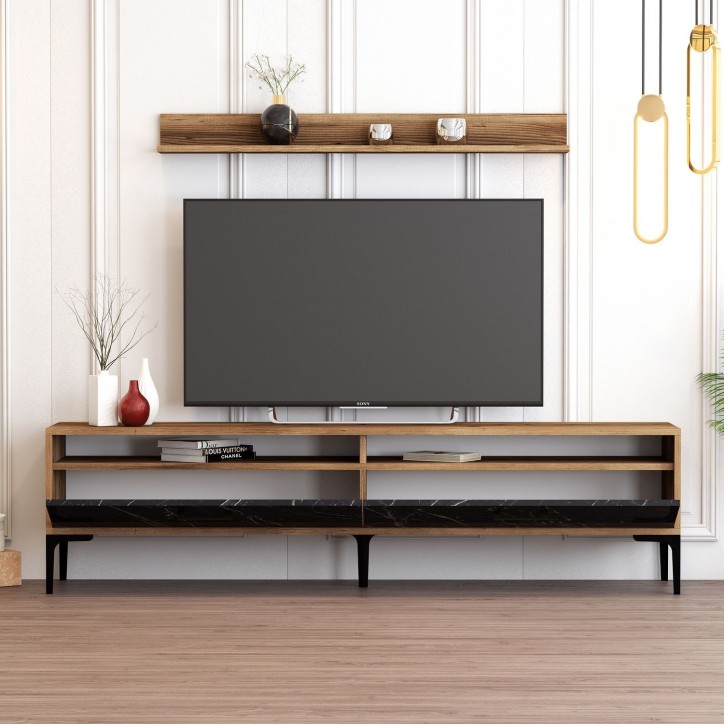 Mueble TV con estante Istanbul negro nogal