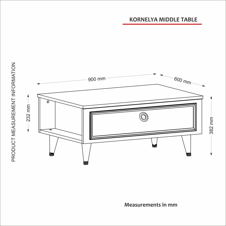 Mesa de centro Kornelya dorado blanco