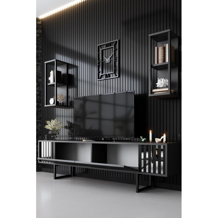 Mueble TV con estante Chrome Line antracita negro