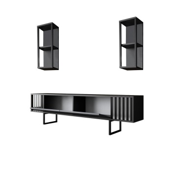 Mueble TV con estante Chrome Line antracita negro - 618BLY1142