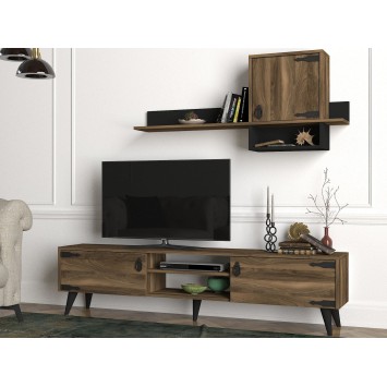 Mueble TV con estante Anthes 1 negro nogal - 804TRH3044