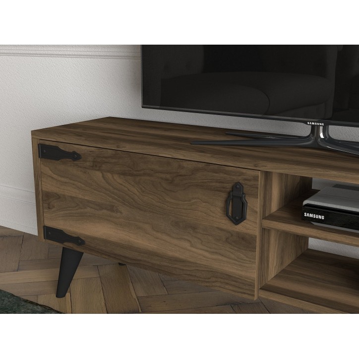 Mueble TV con estante Anthes 1 negro nogal