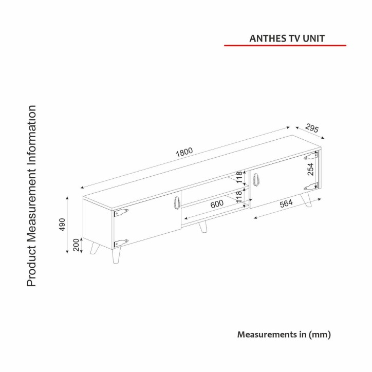 Mueble TV con estante Anthes 1 negro nogal