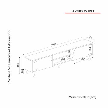 Mueble TV con estante Anthes 1 negro nogal - 804TRH3044