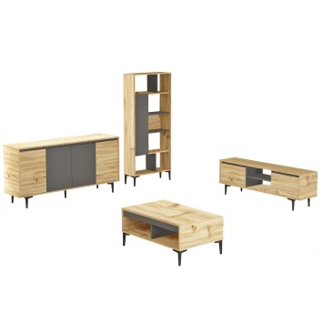 Conjunto de muebles de salón AR14-KA antracita roble - 956LCS2525