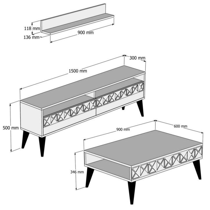 Conjunto de muebles de salón Line nogal