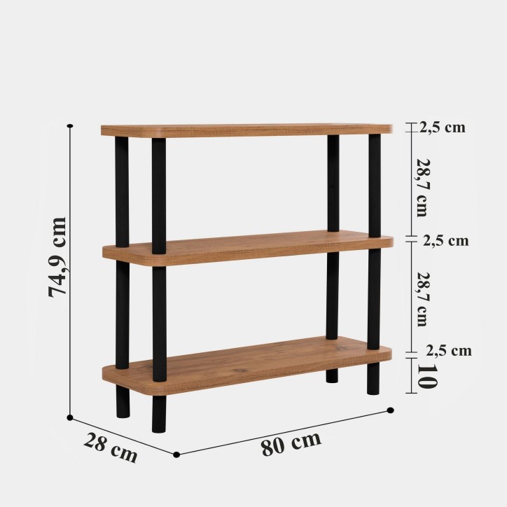 Librería Step pino atlántico negro