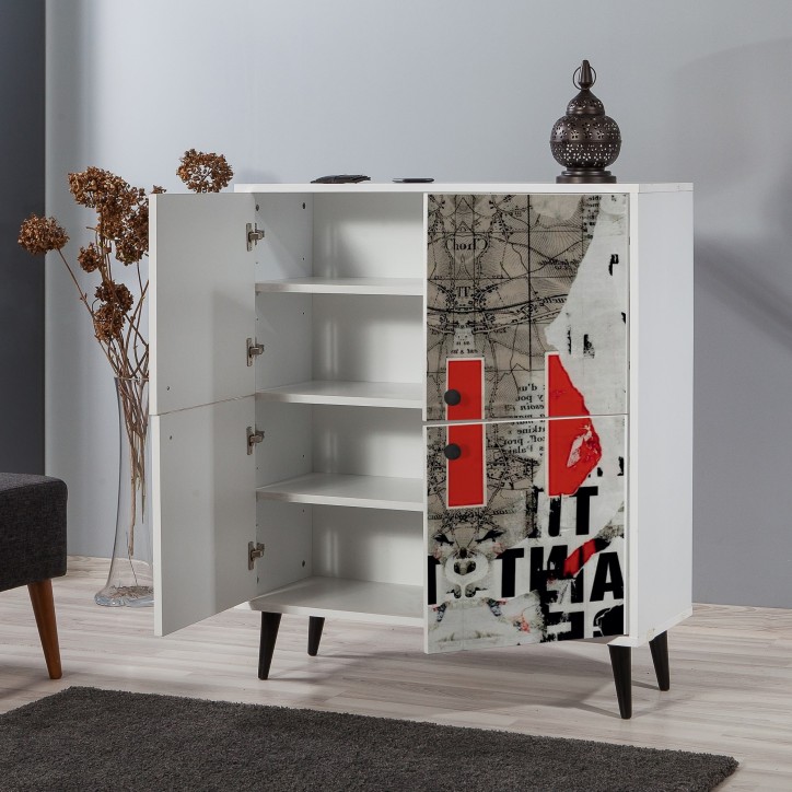 Mueble auxiliar Multilüx Article gris rojo negro blanco