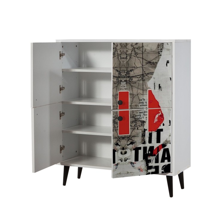 Mueble auxiliar Multilüx Article gris rojo negro blanco