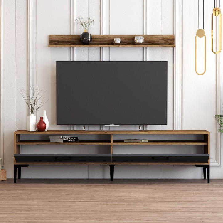 Mueble TV con estante Istanbul antracita nogal