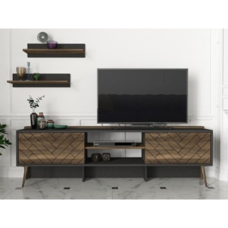 Mueble TV con estante Strato nogal antracita