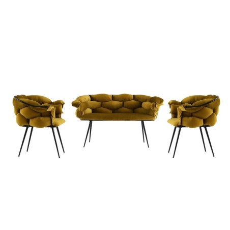 Set sofá y 2 sillones Balon-2138 ocre negro