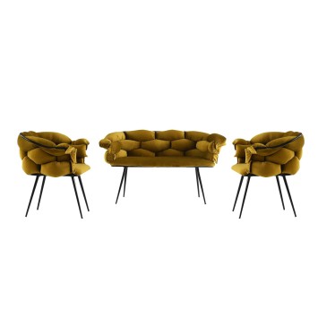 Set sofá y 2 sillones Balon-2138 ocre negro - 974NMB1806