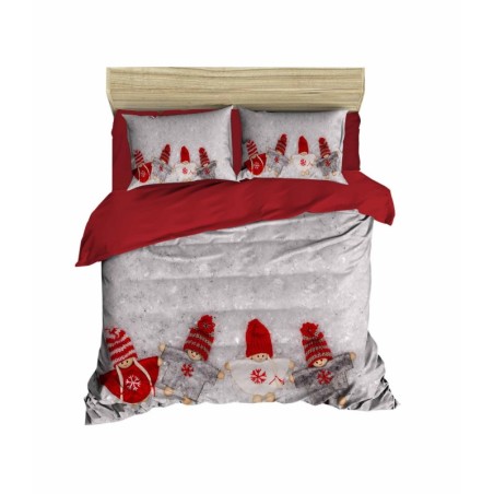 Conjunto funda de edredón King 411 gris rojo blanco