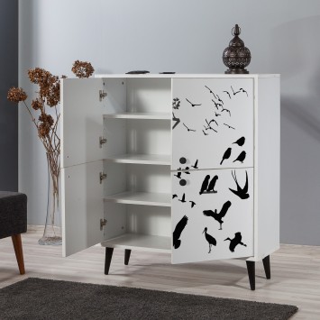 Mueble auxiliar Multilüx Manyas blanco negro - 869VEL3988