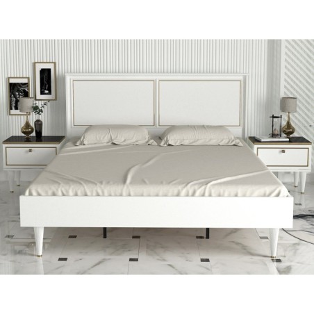 Cama doble Ravenna dorado blanco