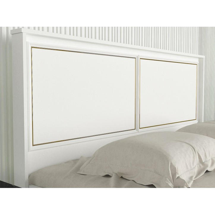 Cama doble Ravenna dorado blanco