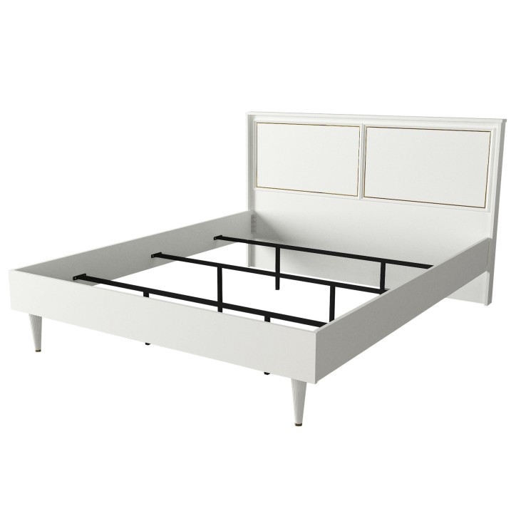 Cama doble Ravenna dorado blanco