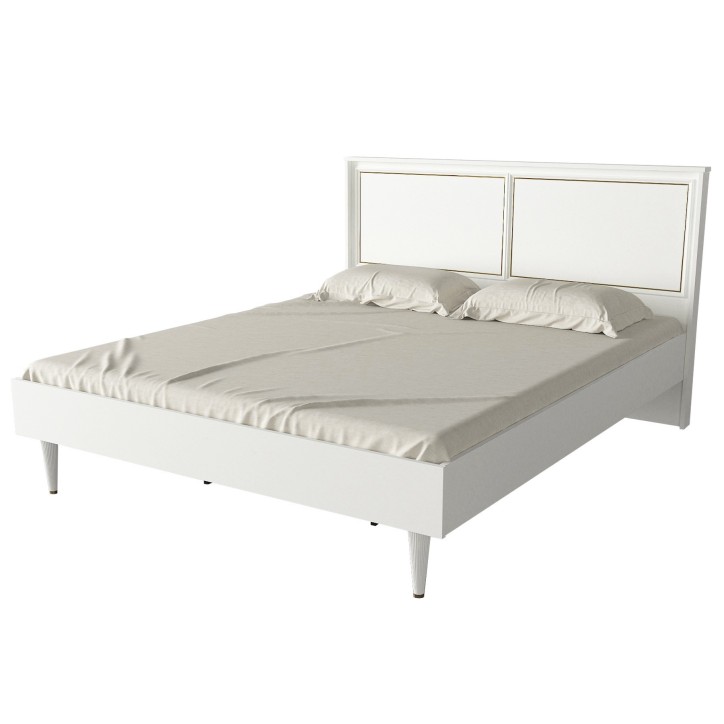 Cama doble Ravenna dorado blanco