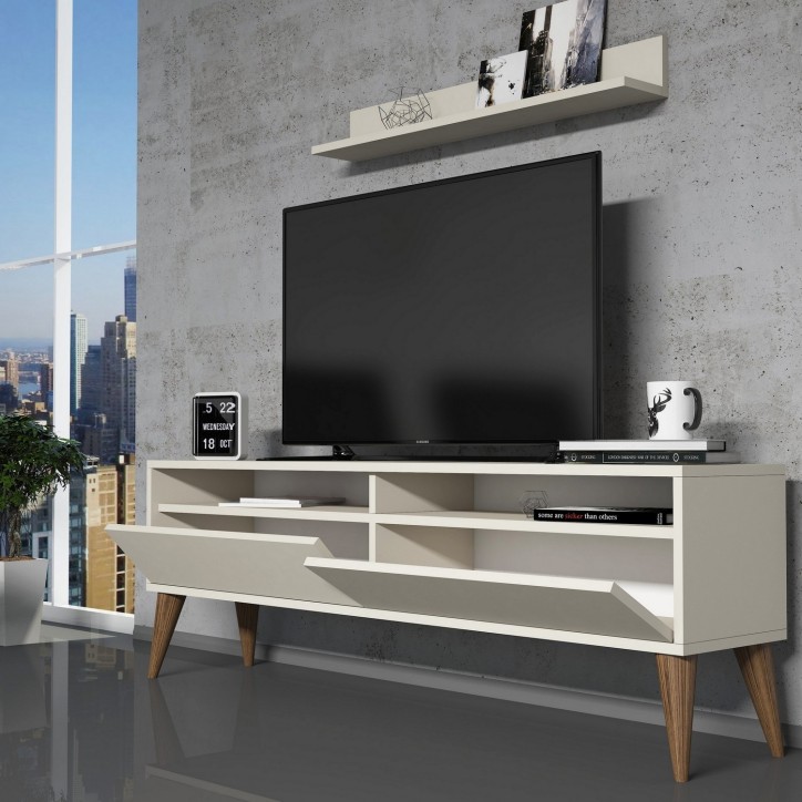 Mueble TV con estante Best crema