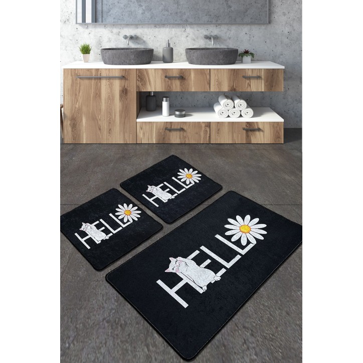 Alfombra de baño Set (3 piezas) Hola Gato Djt multicolor