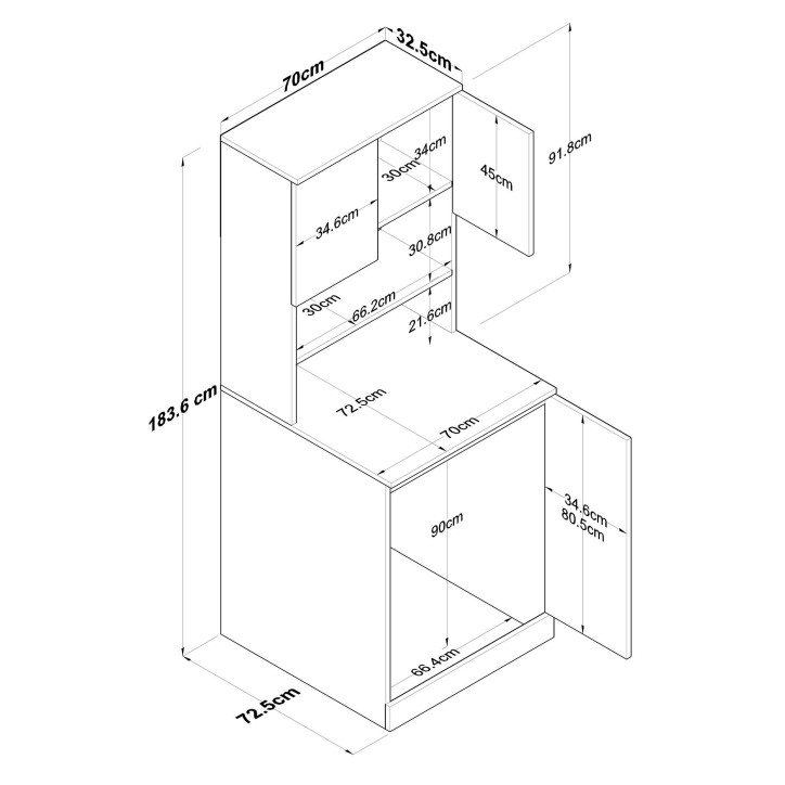 Mueble de lavadora KD102 2160 nogal blanco