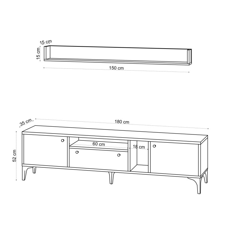 Mueble TV con estante Grega roble