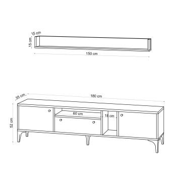 Mueble TV con estante Grega roble - 393MRD1211