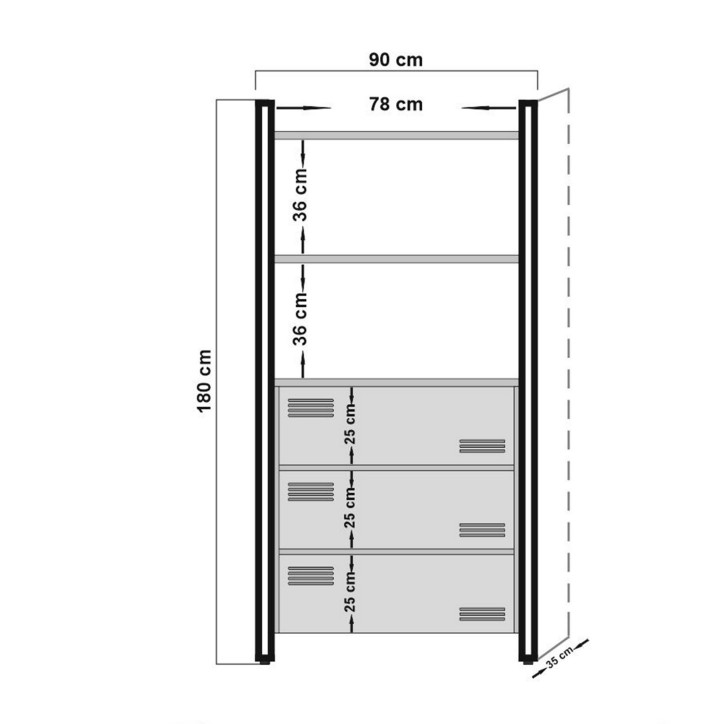 Conjunto de muebles de despacho Cosmo -TKM.10 pino atlántico negro