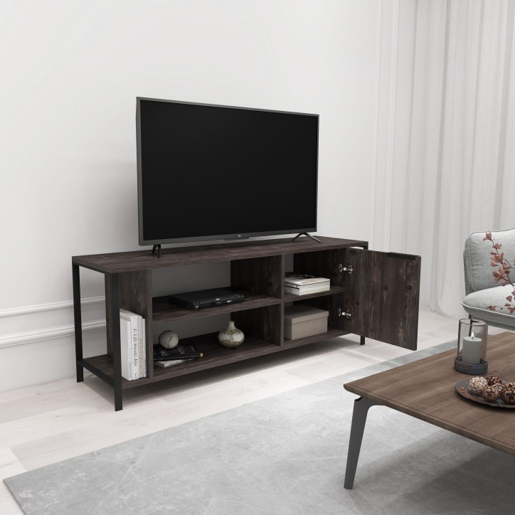 Mueble TV Bond negro marrón oscuro