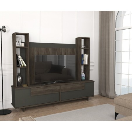 Mueble TV con estante Murano antracita nogal