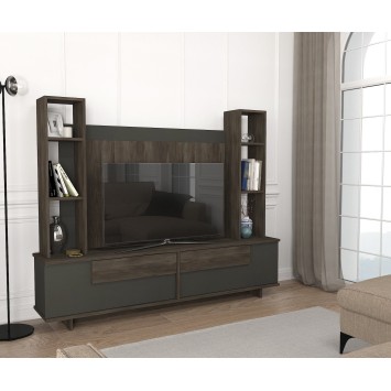 Mueble TV con estante Murano antracita nogal - 804TRH3072