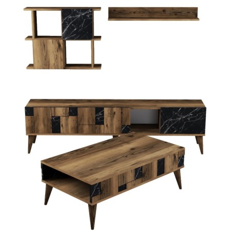 Conjunto de muebles de salón Madrid negro nogal