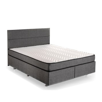 Cama doble colchón base y cabecero Silver-(160 x 200) gris - 480NRN2854