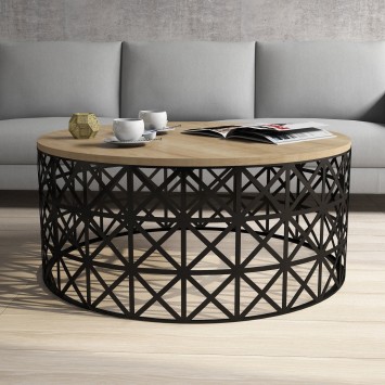 Mesa de centro Selin Metal Ferforje roble negro - 845HCT5229