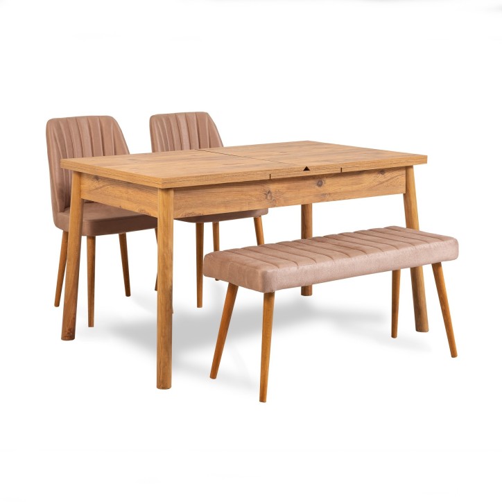 Set mesa comedor extensible y sillas (4 piezas) Santiago Atlantice pino atlántico