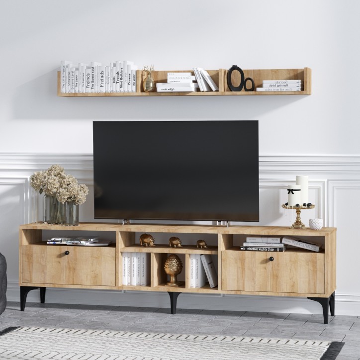 Mueble TV con estante Drew roble