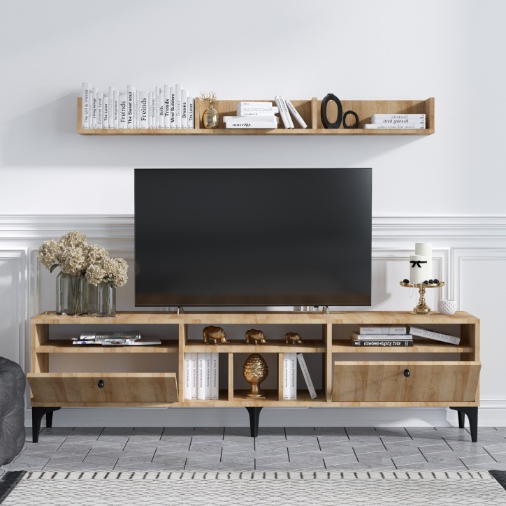 Mueble TV con estante Drew roble