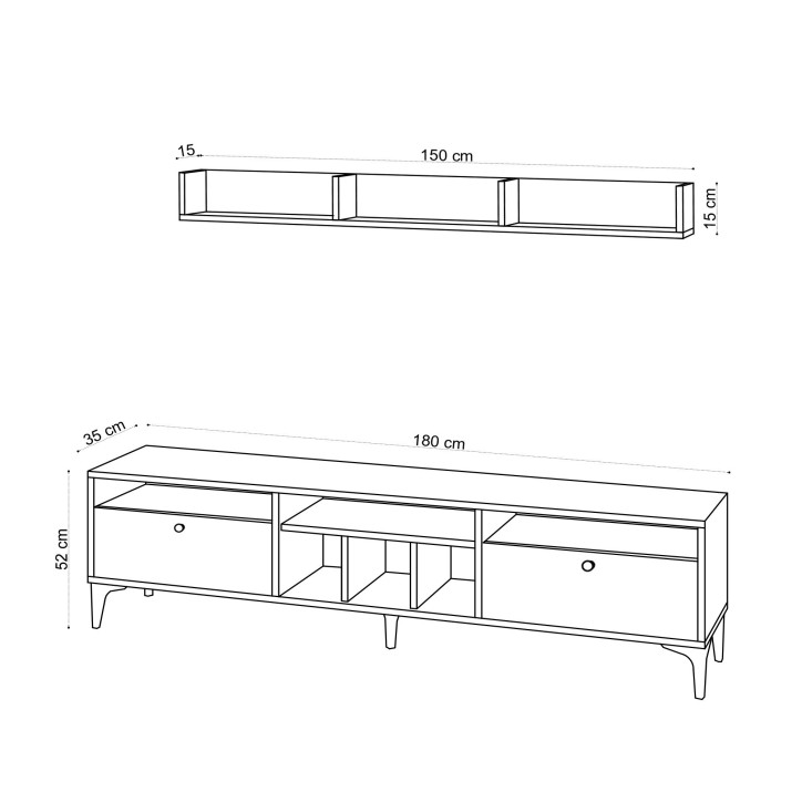 Mueble TV con estante Drew roble