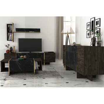 Conjunto de muebles de salón Veyron 2 dorado negro - 542TLN3102