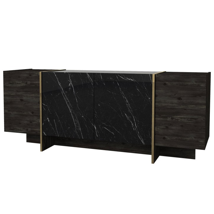 Conjunto de muebles de salón Veyron 2 dorado negro