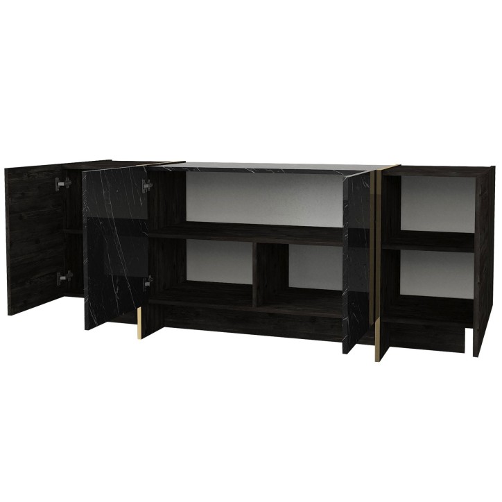 Conjunto de muebles de salón Veyron 2 dorado negro