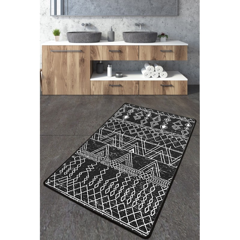 Alfombra de baño Straordinario Black Djt 80x100 antracita negro blanco