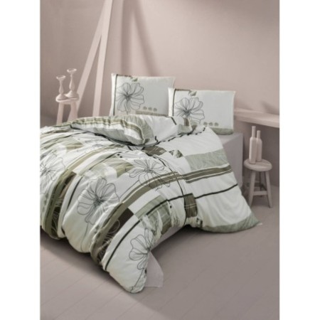 Juego ropa de cama Super King Ranforce Elif  beige marrón blanco