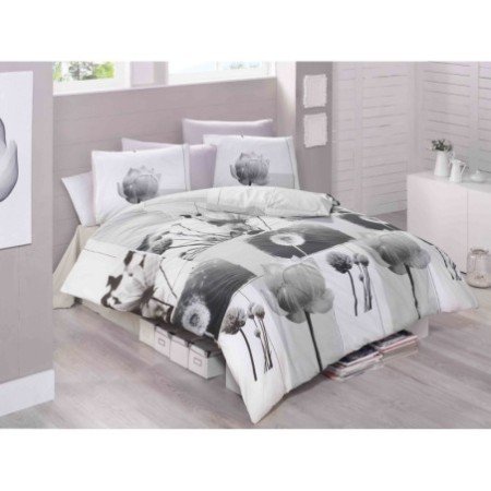 Juego ropa de cama Super King Ranforce Florence negro gris blanco