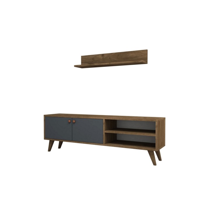 Mueble TV con estante Erho antracita nogal