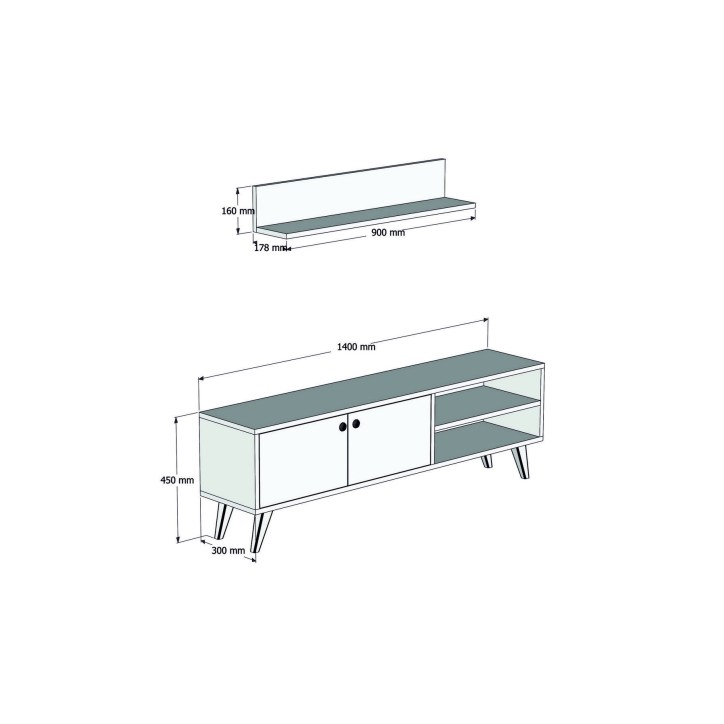 Mueble TV con estante Erho antracita nogal