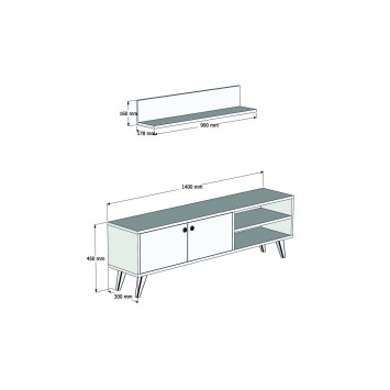 Mueble TV con estante Erho antracita nogal - 835PUQ3009