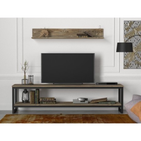 Mueble TV con estante Wanna-Patik negro nogal