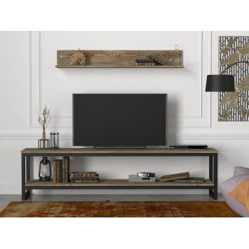 Mueble TV con estante Wanna-Patik negro nogal - 804TRH3033